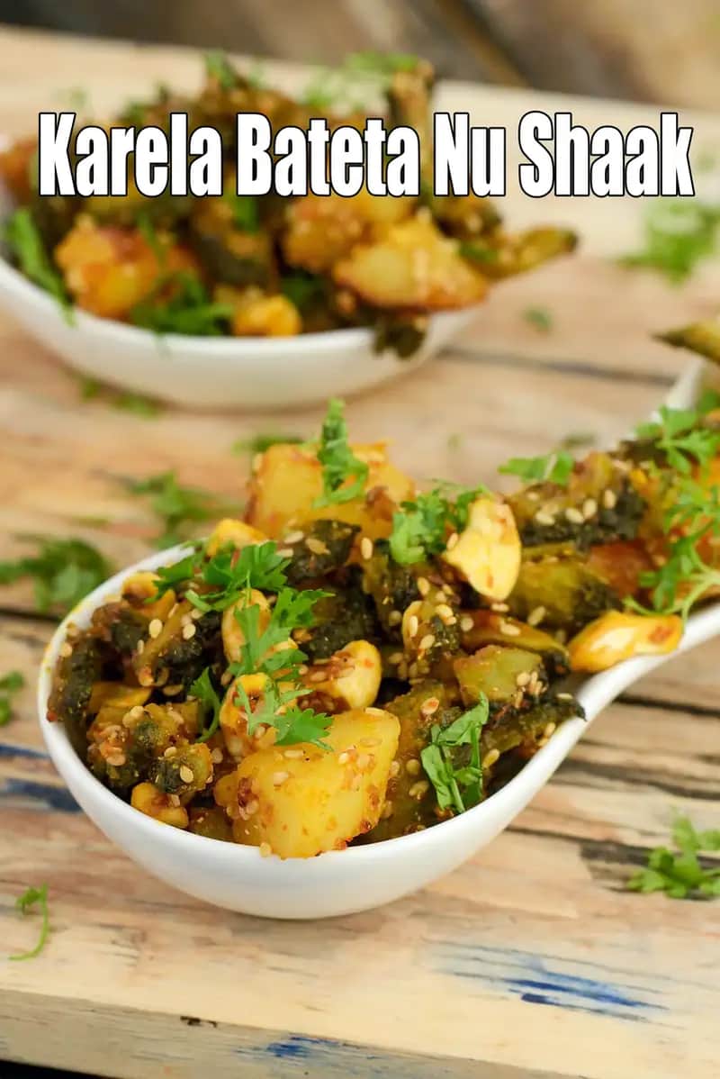 Karela Batata Nu Shaak Recipe (Aloo Karela Sabzi)