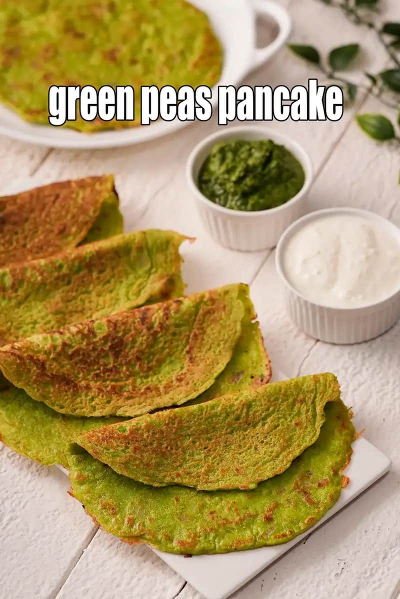 Green Peas Pancake Recipe (Green Peas Cheela With Moong Dal)