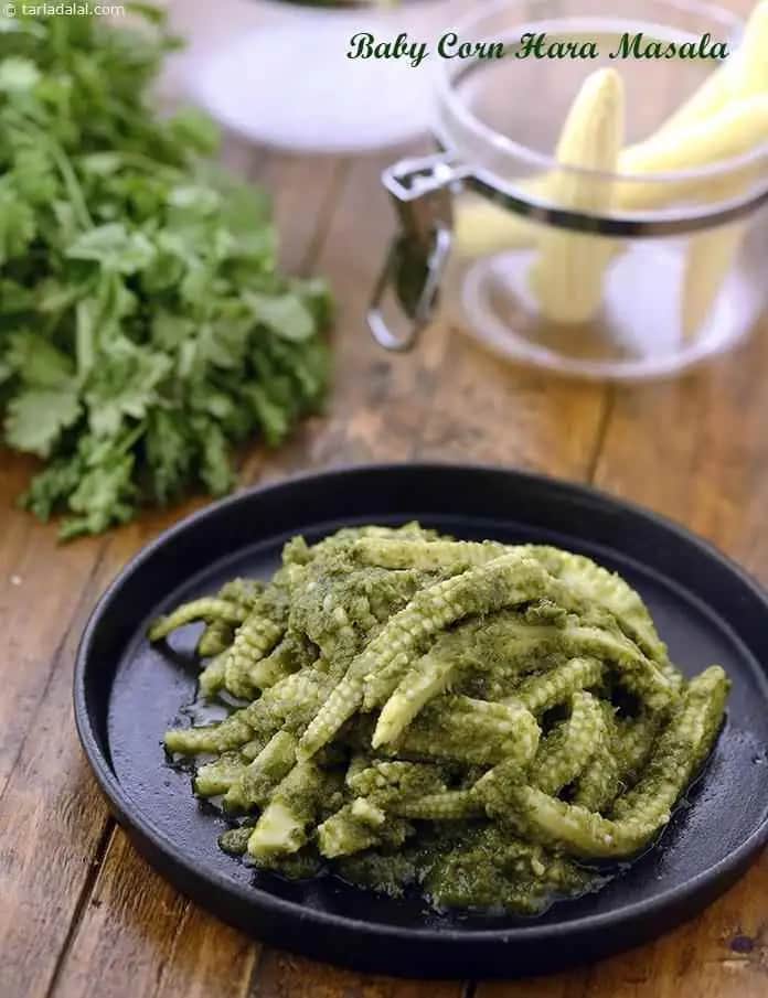 Baby Corn Hara Masala ( Microwave ) Recipe