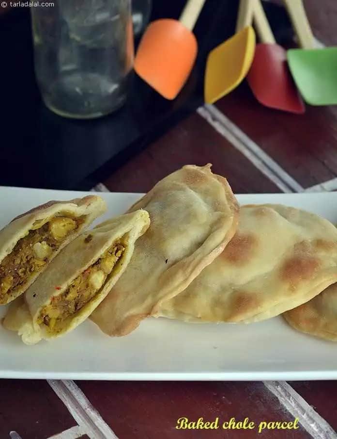 Baked Chole Parcels Recipe (Chole Stuffed In Bun)