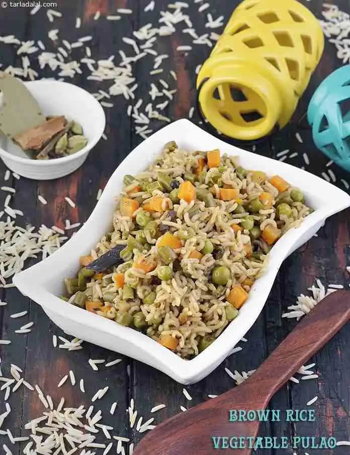 Brown Rice Vegetable Pulao Recipe (Low Salt)