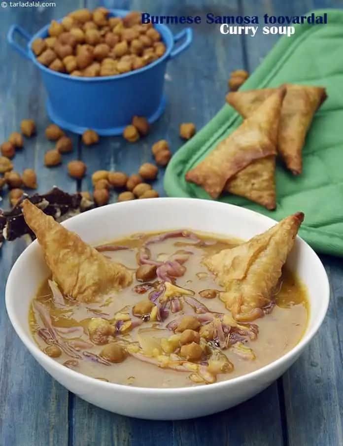 Burmese Samosa Toovar Dal Curry Soup Recipe