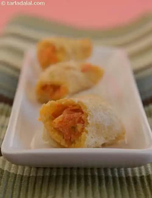 Cheese Carrot And Beetroot Rolls Recipe