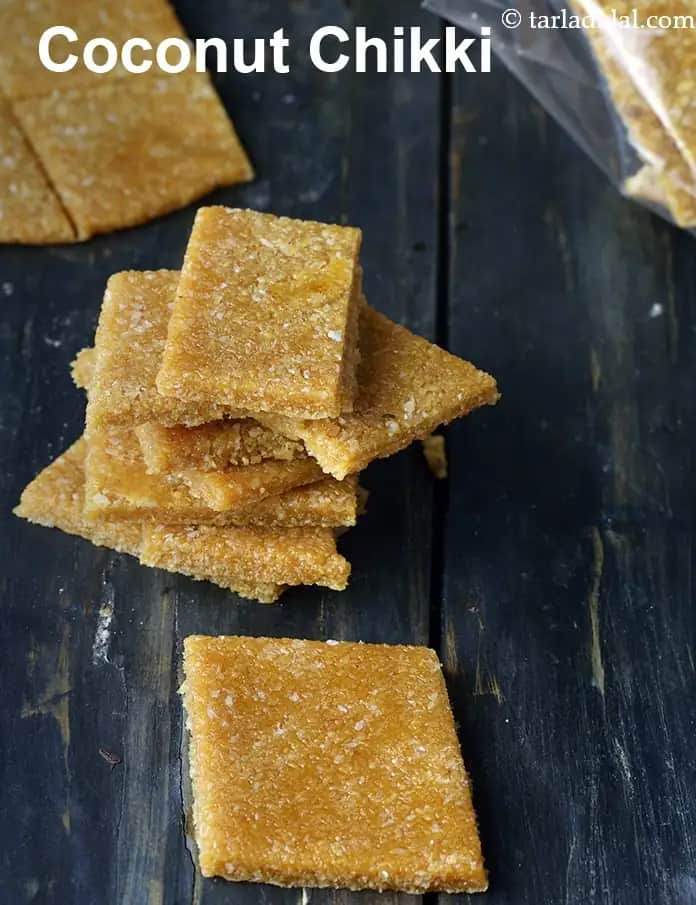 Coconut Chikki Recipe (Kopra Chikki Indian)
