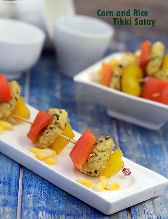Corn And Rice Tikki Satay Recipe