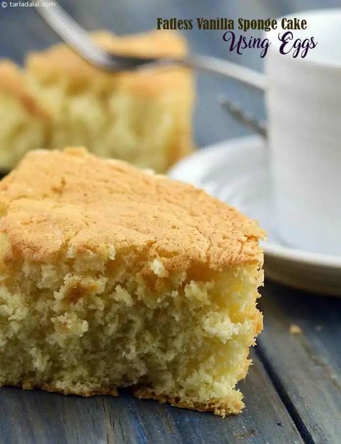 Fatless Vanilla Sponge Cake Using Eggs Recipe