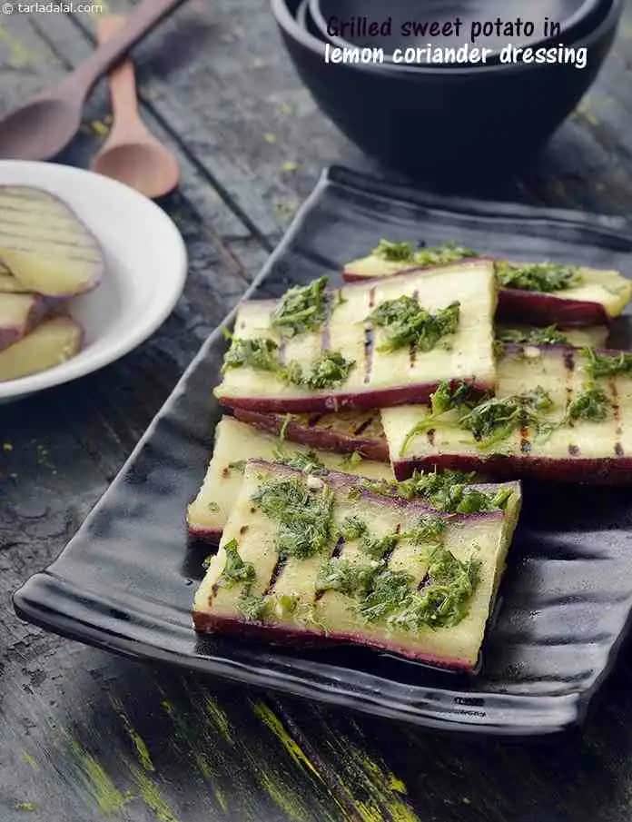 Grilled Sweet Potato In Lemon Coriander Dressing Recipe