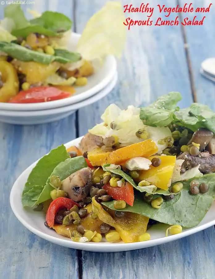 Healthy Vegetable And Sprouts Lunch Salad Recipe
