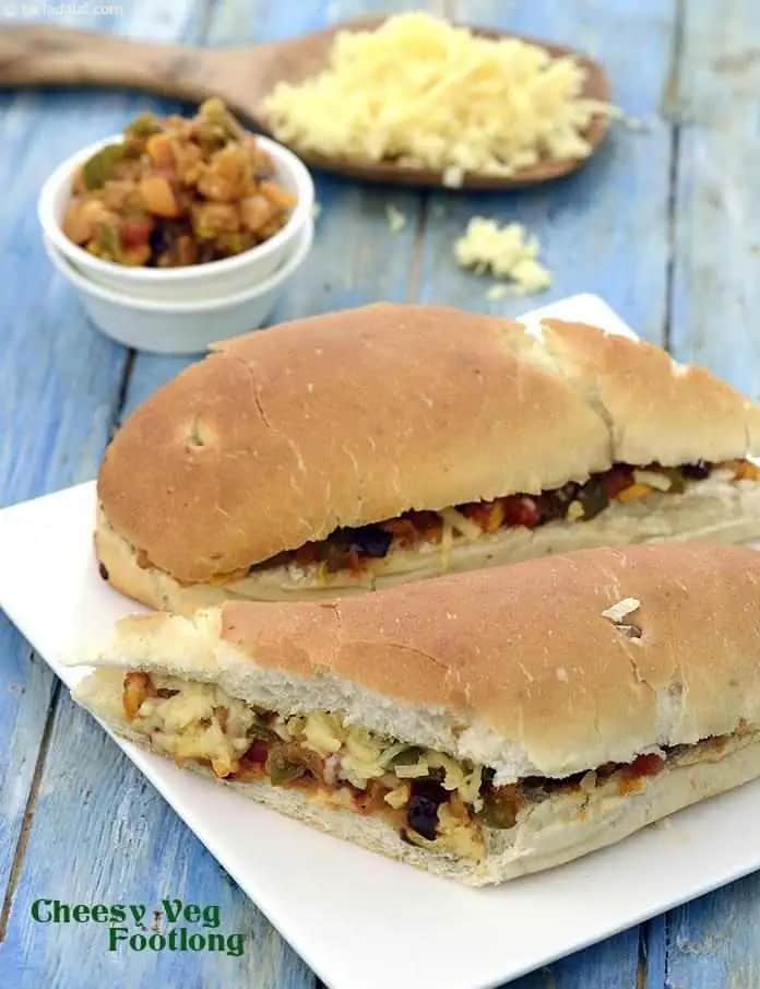 Cheesy Veg Footlong Recipe (Sandwich Recipes)