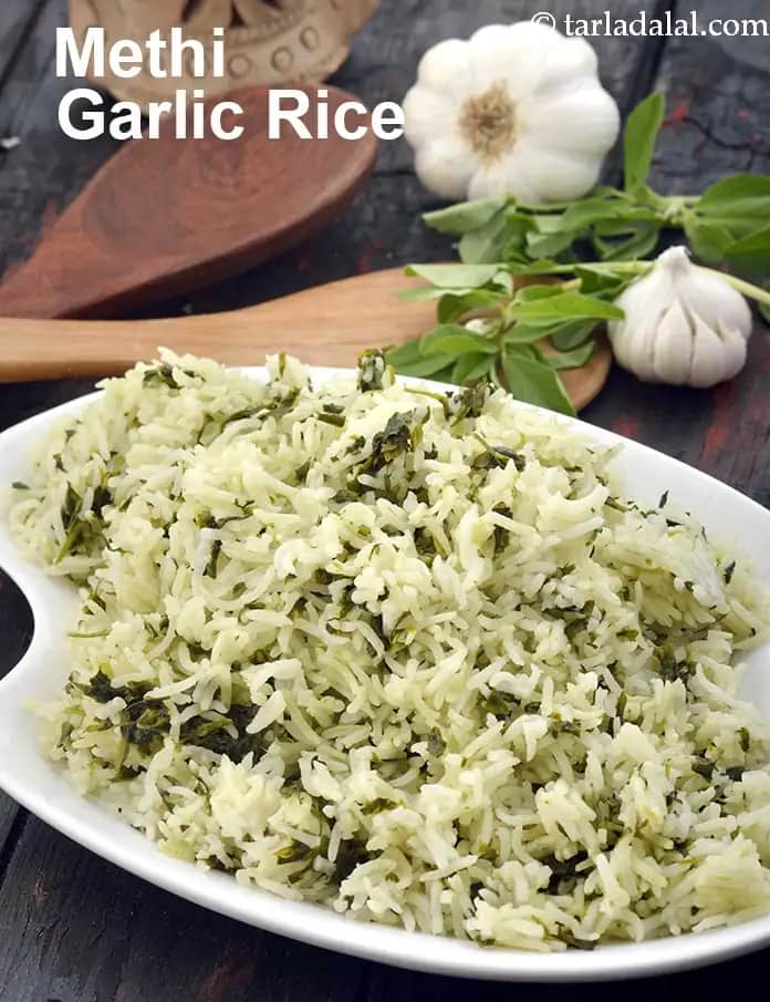 Methi Garlic Rice Recipe (Methi Pulao)