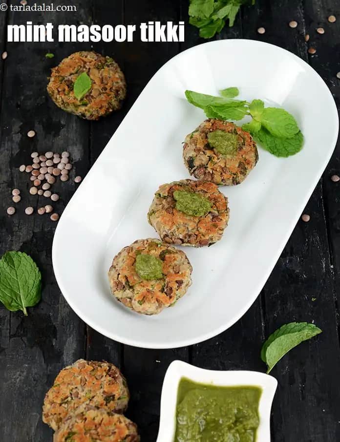 Mint Masoor Tikki Recipe (Pudina Masoor Tikki)
