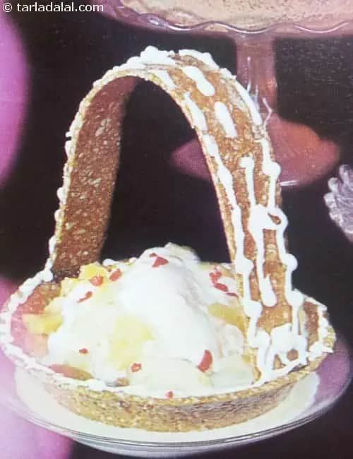 Nougat Basket Recipe (Indian Vegetarian Recipes)