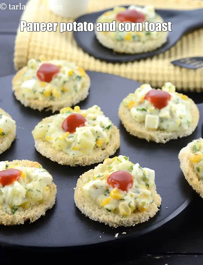 Paneer Potato And Corn Toast Recipe