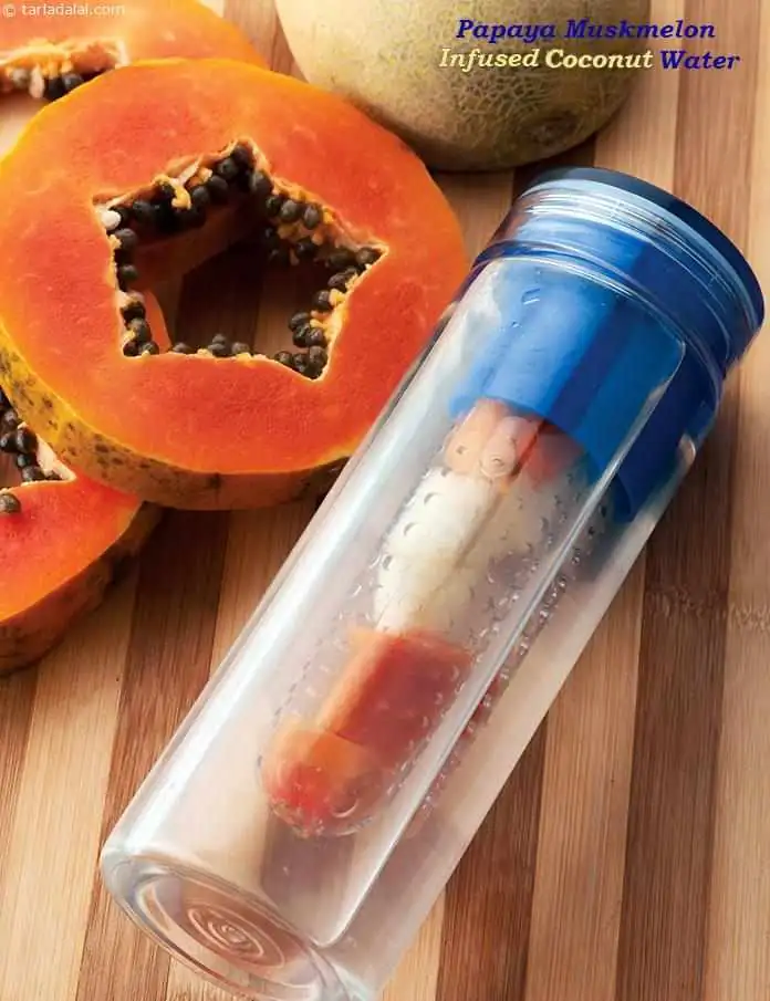Papaya Muskmelon Infused Coconut Water Recipe
