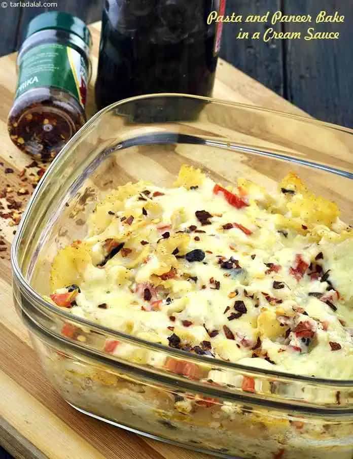 Pasta And Paneer Bake In A Cream Sauce Recipe