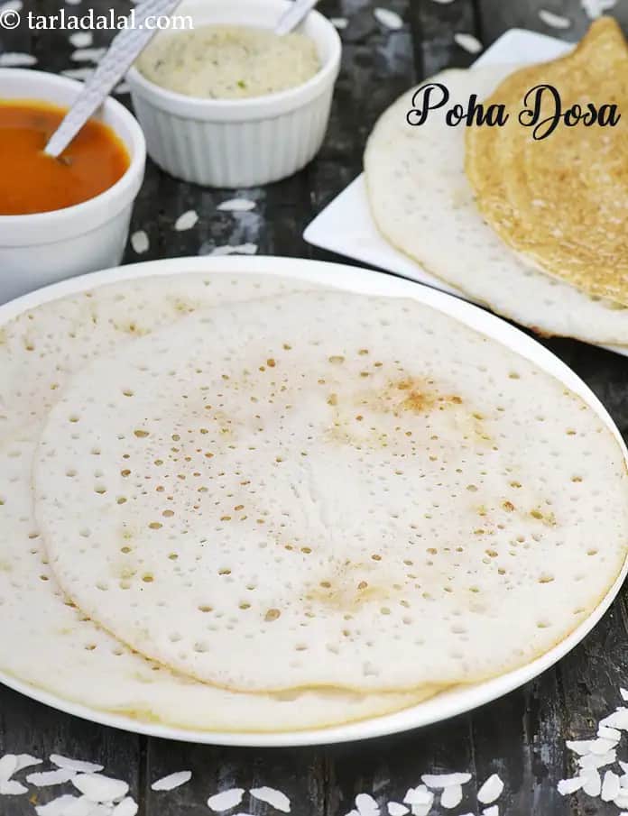 Poha Dosa Recipe (Aval Dosa With Curd)