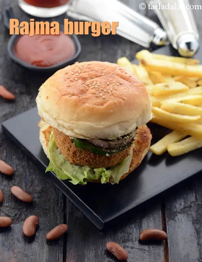 Rajma Burger Recipe (Kidney Bean Burger)