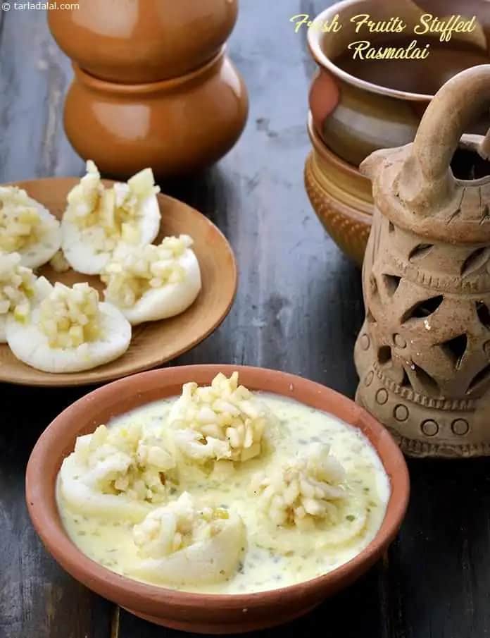 Fresh Fruits Stuffed Rasmalai Recipe
