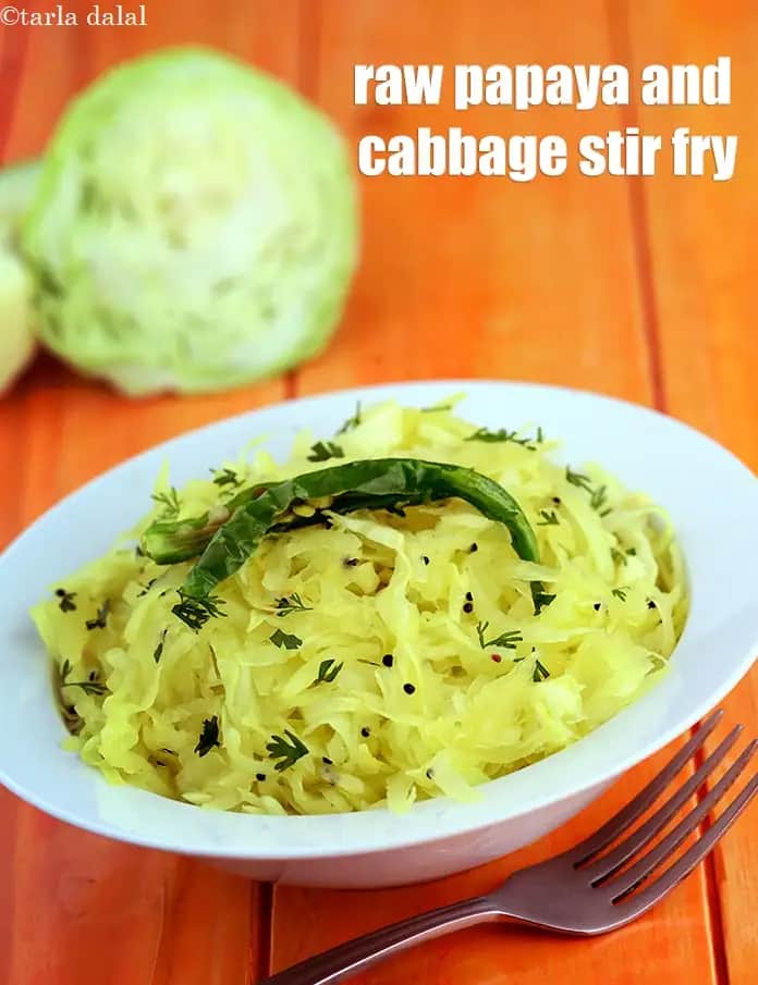 Raw Papaya And Cabbage Stir Fry Recipe