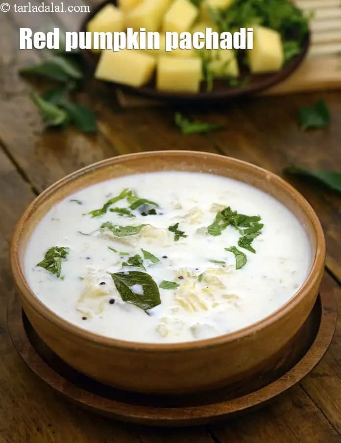 Red Pumpkin Pachadi Recipe (Kerala Style Mathanga Pachadi)