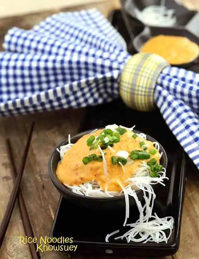 Rice Noodles Khowsuey Recipe (Indian Quick Recipes)