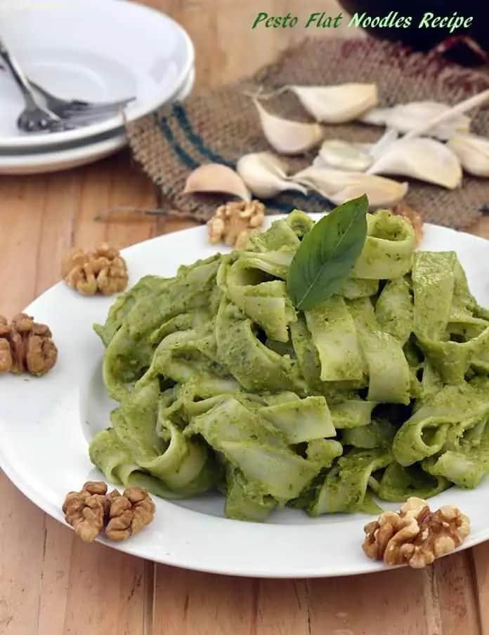 Pesto Flat Noodles Recipe (Flat Noodles With Pesto Sauce)