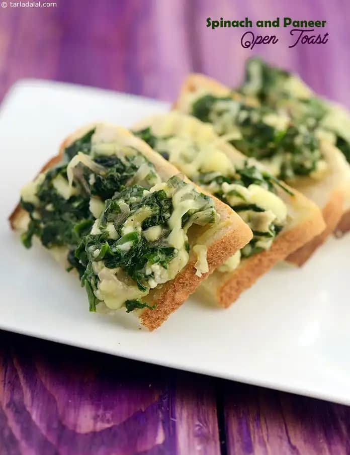 Spinach And Paneer Open Toast Recipe