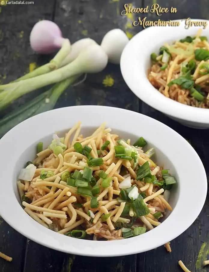 Stewed Rice In Manchurian Gravy Recipe (Chinese)