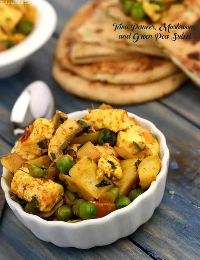 Tava Paneer Recipe (Mushroom And Green Pea)
