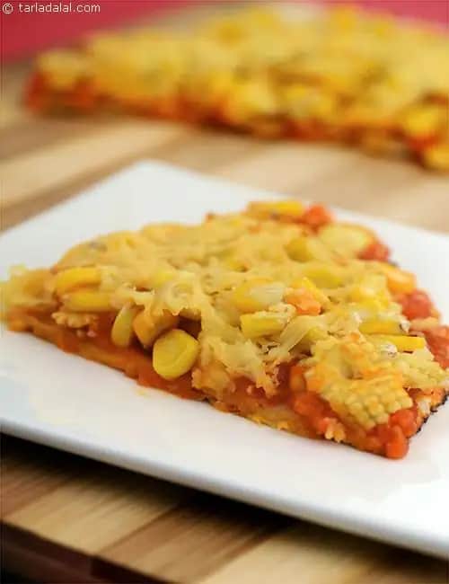 Baby Corn And Sweet Corn Pizza In A Pan Recipe