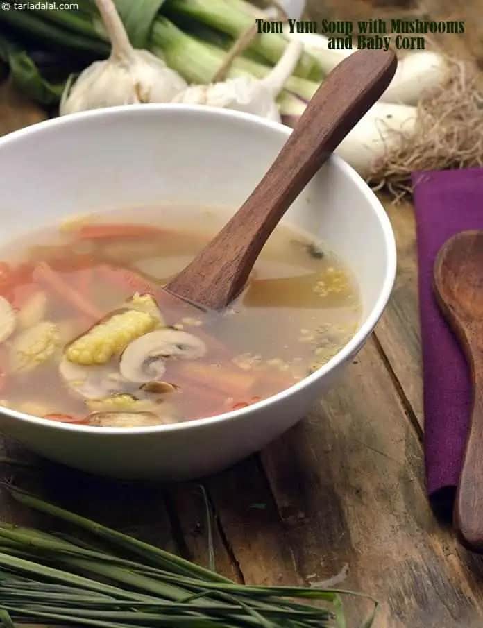 Tom Yum Soup With Mushrooms And Baby Corn Recipe
