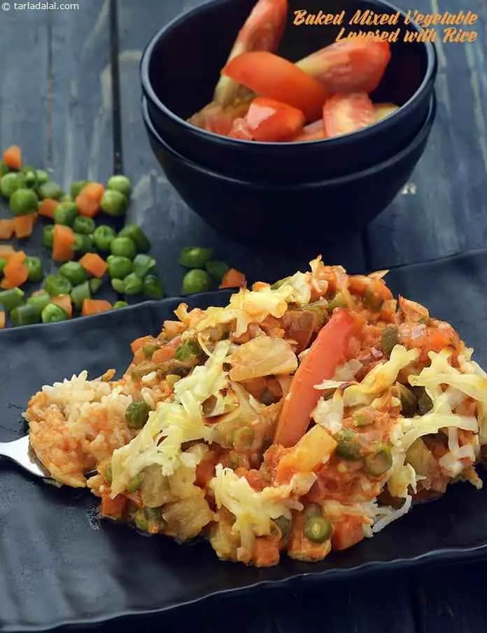 Baked Mixed Vegetable Layered With Rice Recipe