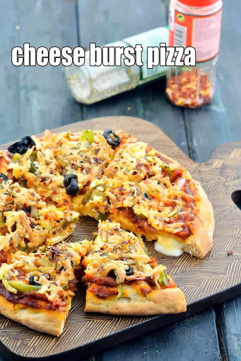 Cheese Burst Pizza Recipe (Three Cheese Pizza)