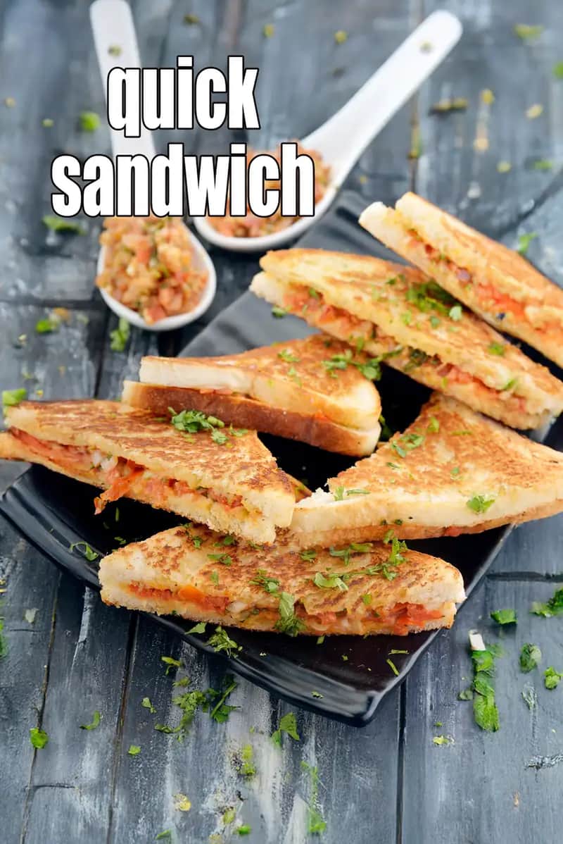 Quick Sandwich Recipe (Vegetable Tawa Sandwich)