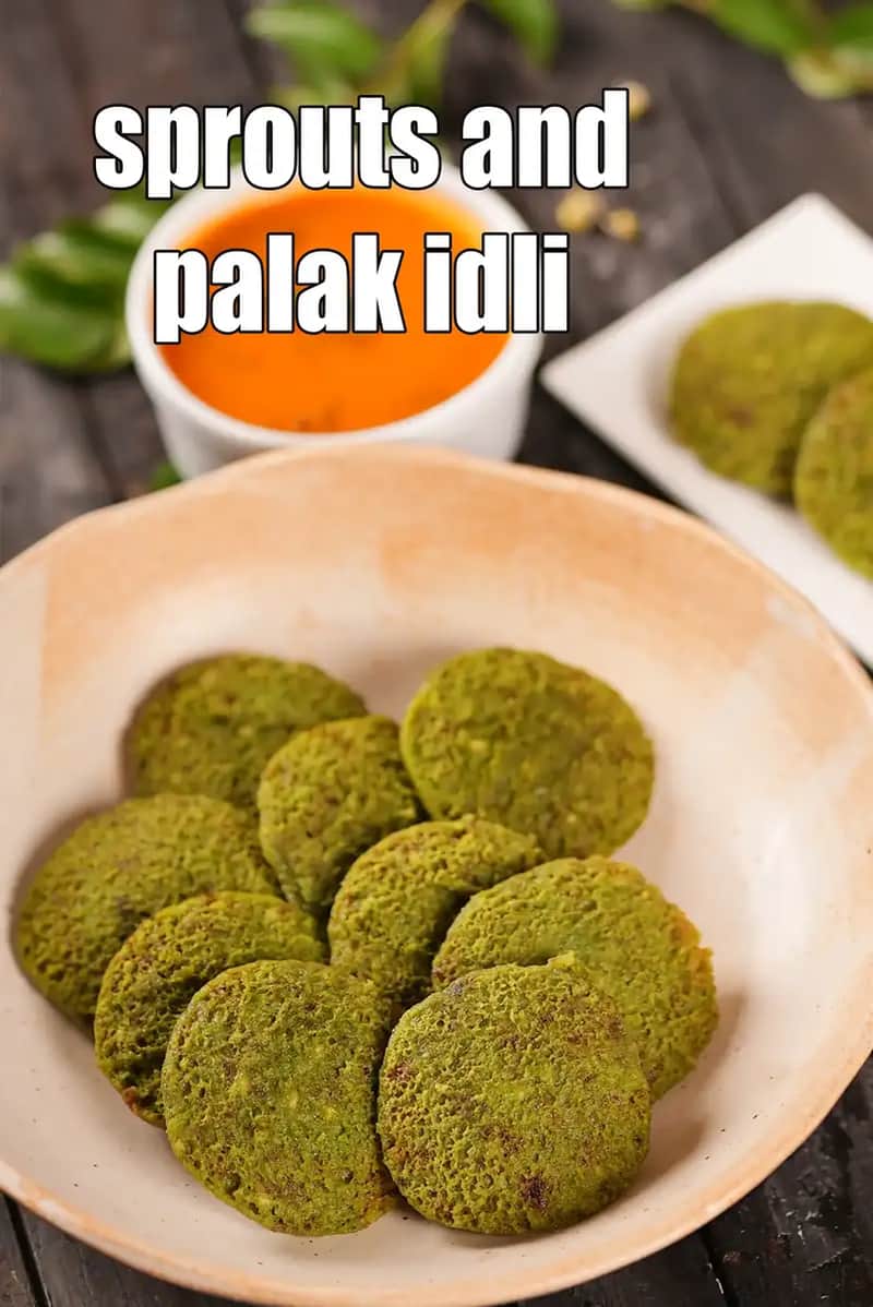 Sprouts And Palak Idli Recipe (Sprouts Spinach Idli)
