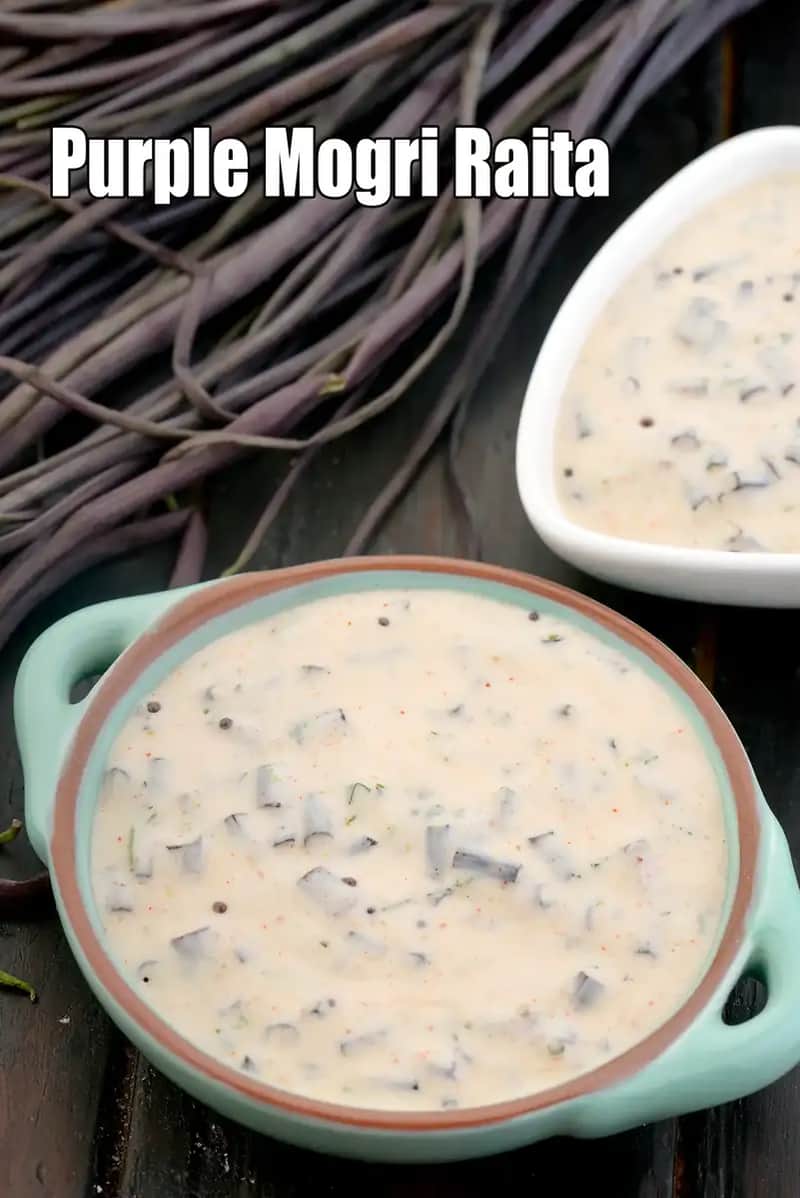 Purple Mogri Raita Recipe (Purple Radish Pod Raita)