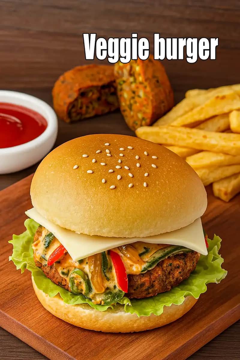 Veggie Burger Recipe (How To Make Indian Burger)