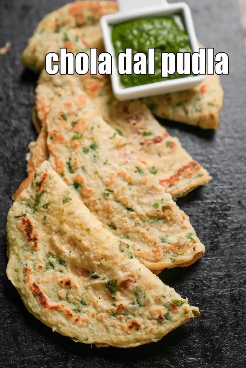 Chola Dal Pudla Recipe (Split Cow Peas Methi Pancakes)