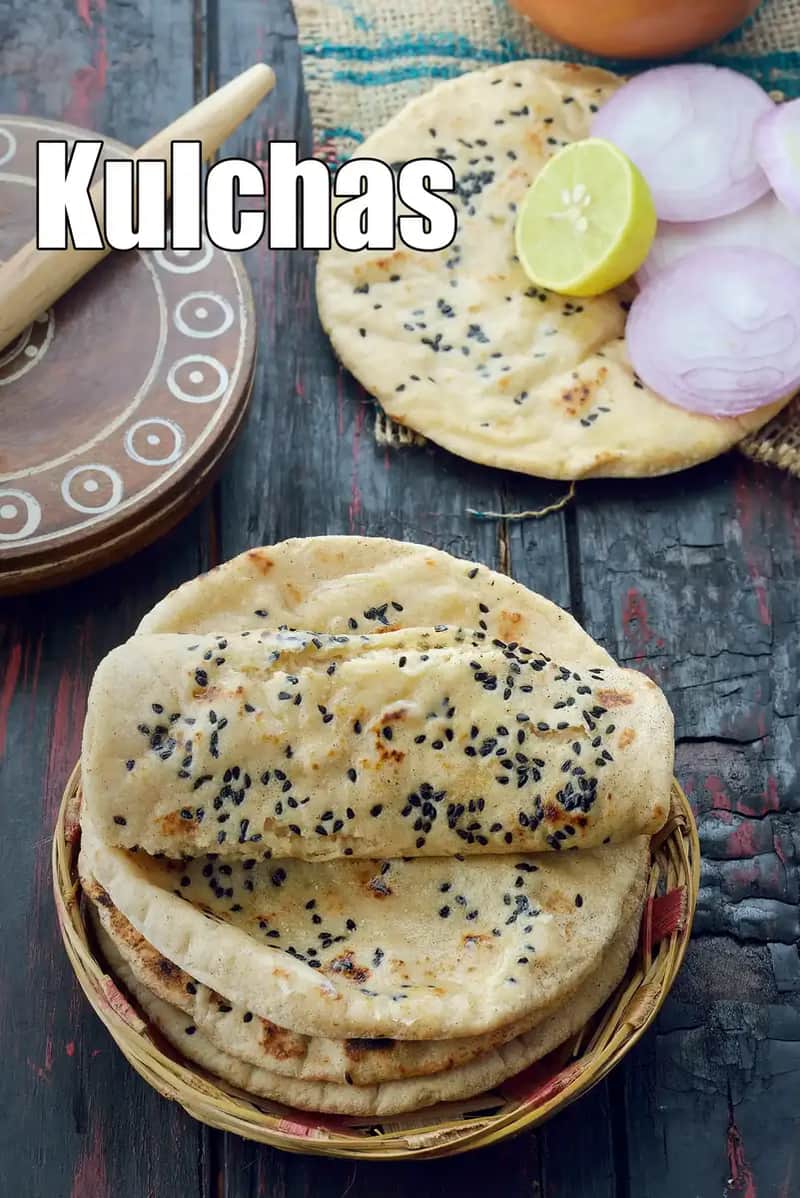 Punjabi Kulcha Recipe (Whole Wheat Kulcha With Yeast)