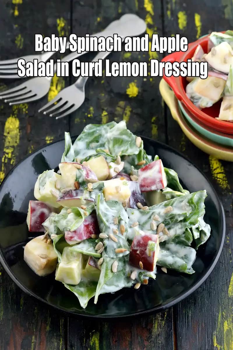 Baby Spinach And Apple Salad In Curd Lemon Dressing Recipe