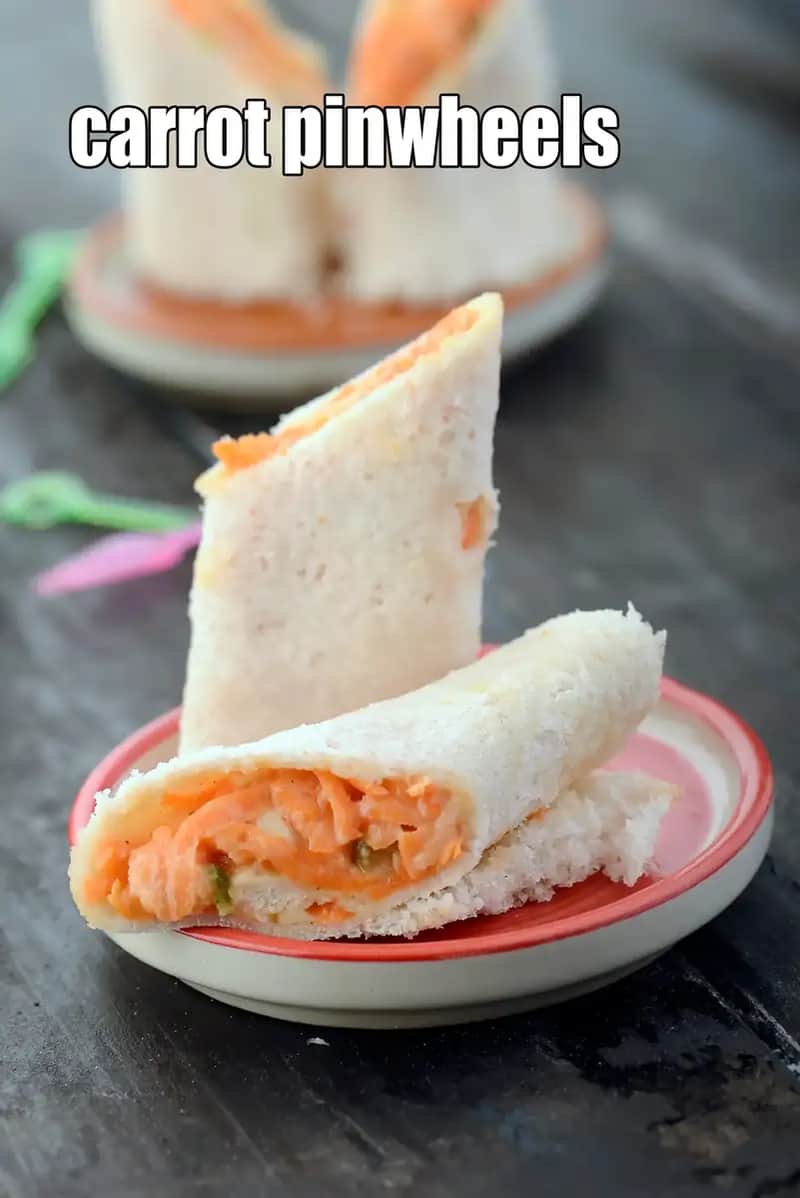 Carrot Pinwheels Recipe (Carrot Sandwich Rolls For Kids)