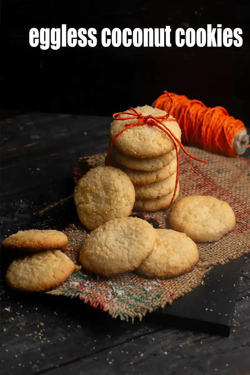 Eggless Coconut Cookies Recipe (Indian Vegetarian Recipes)