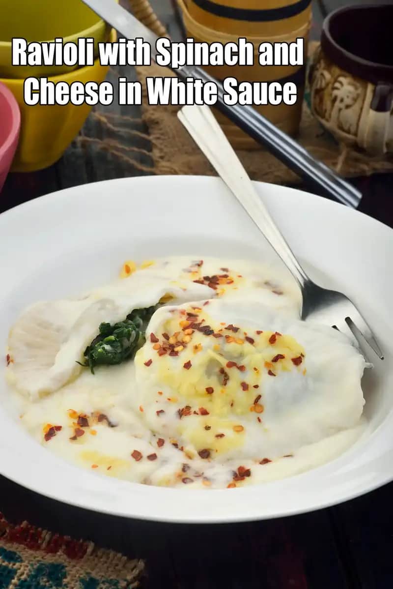 Ravioli With Spinach And Cheese In White Sauce Recipe