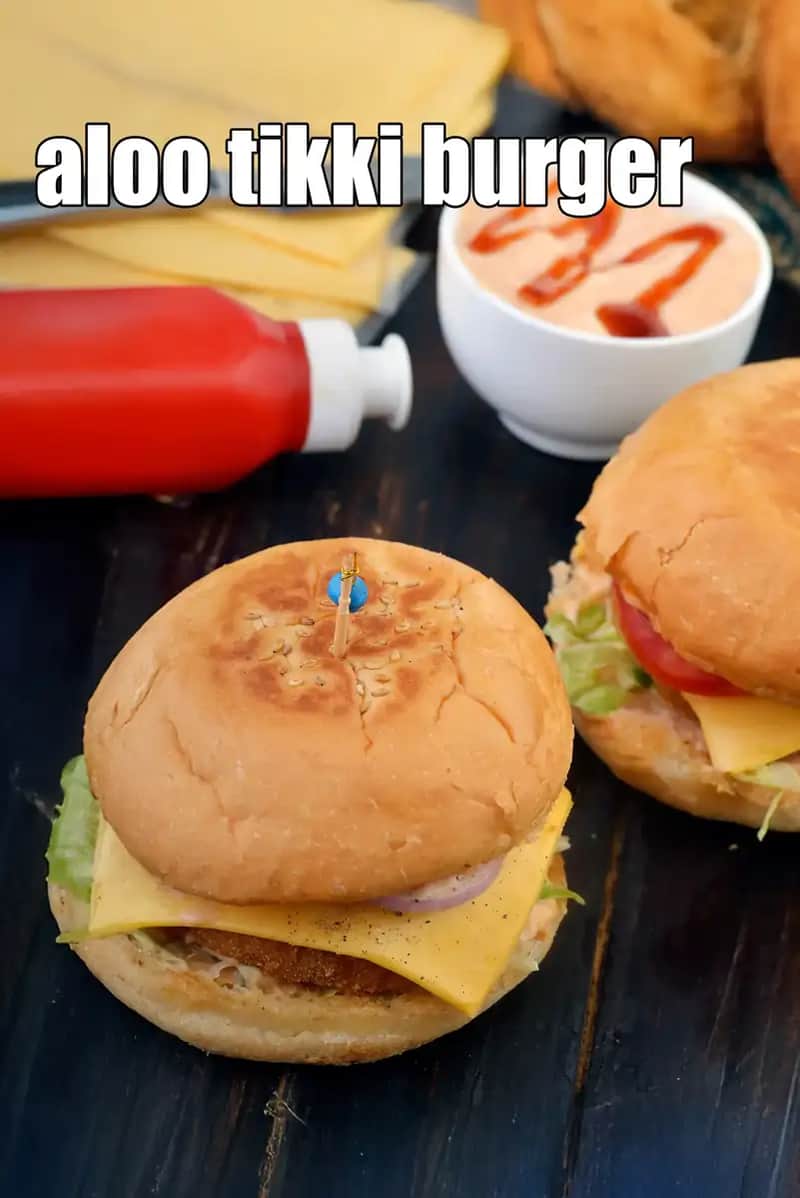 Aloo Tikki Burger Recipe (Macaloo Tikki Burger)