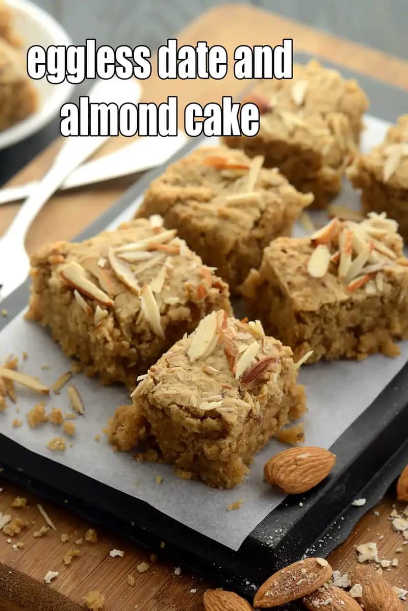 Eggless Date And Almond Cake Recipe