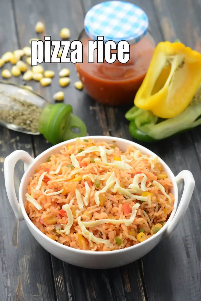 Pizza Rice Recipe (Indian Style Pizza Rice Bowl)