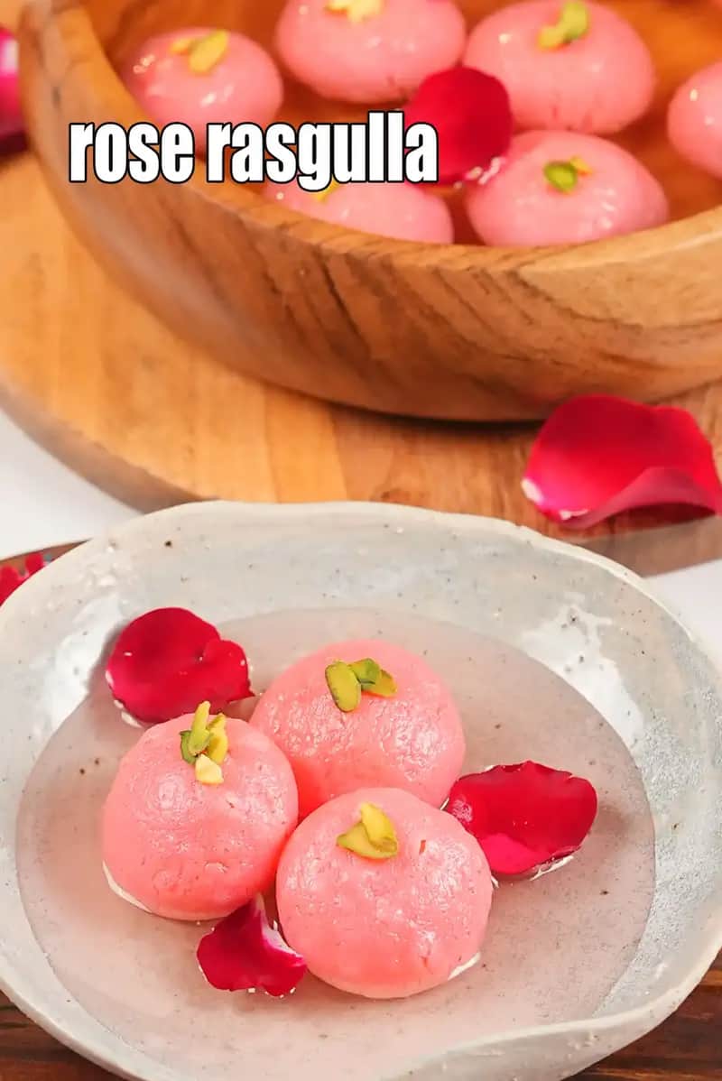 Rose Rasgulla Recipe (Gulab Rasgulla)