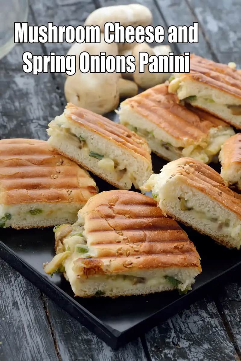 Mushroom Cheese And Spring Onions Panini Recipe