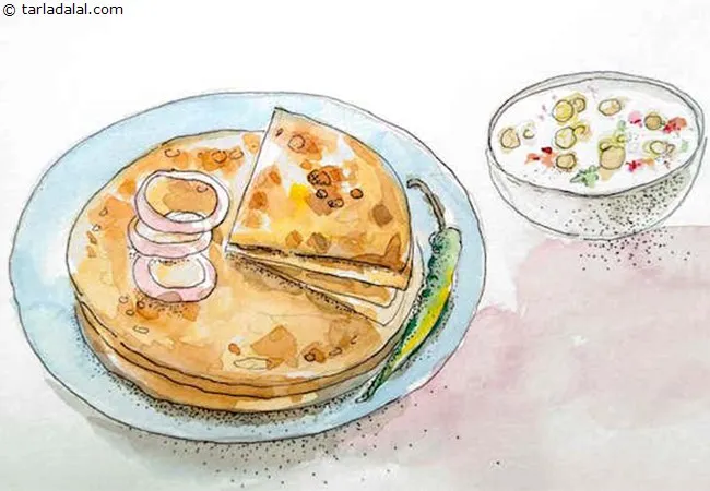 Aloo-Paratha-with-Raita-or-Curds