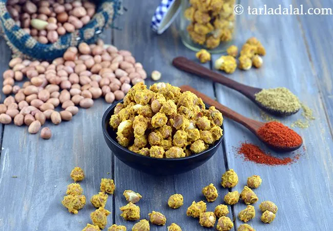 Besan Masala Peanuts, Microwave Besan Masala Groundnut